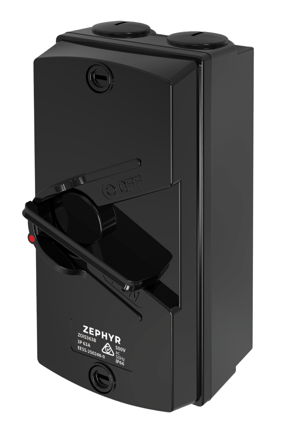 Zephyr Isolator Switch Black - 63A 3P 500V