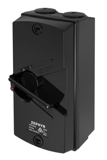 Zephyr Isolator Switch Black - 63A 3P 500V