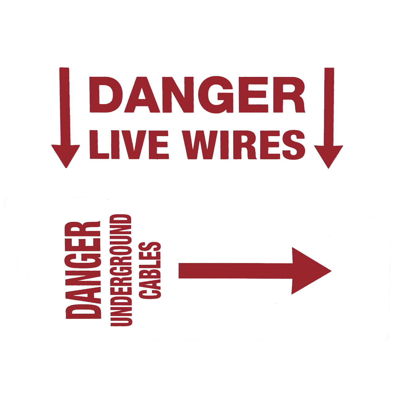 Danger Underground Cable (Vertical) / Danger Live Wires (Horizontal) Reversible Sign