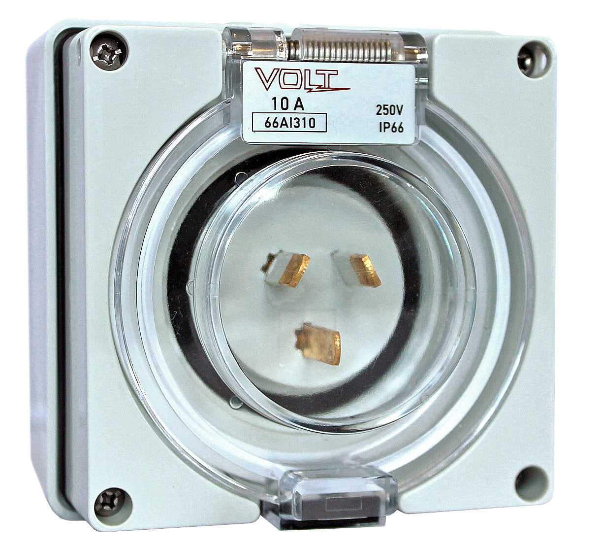 10 Amp Socket Inlet 3x Flat Pins IP66