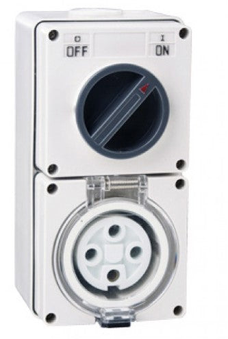 16 Amp Switched Socket 4 x Round Pins IP66
