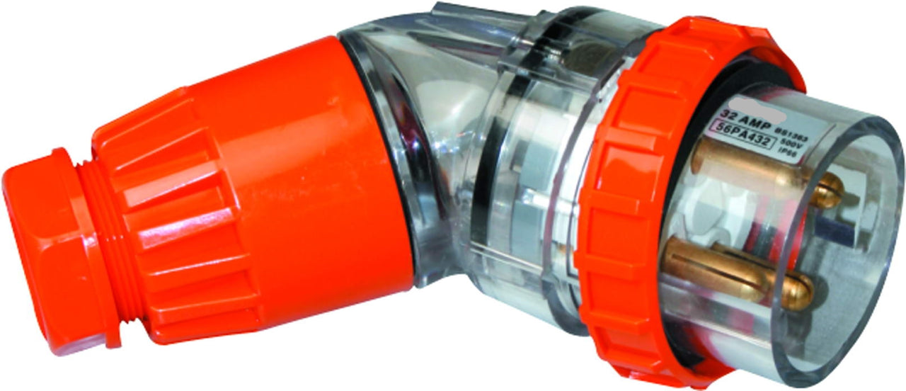 32 Amp Angle Plug 4 x Round Pins IP66