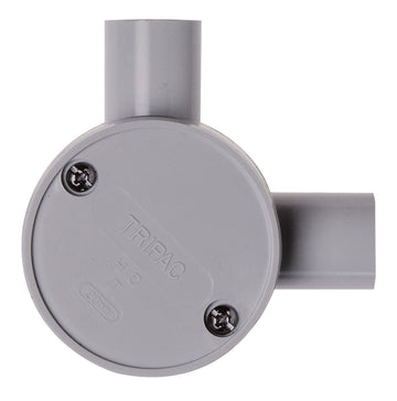 Conduit Box 25mm Right Angled 2 Way Grey