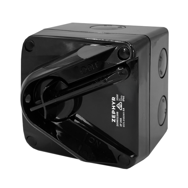 Zephyr Mini Isolator Switch Black - 20A 2P 250V