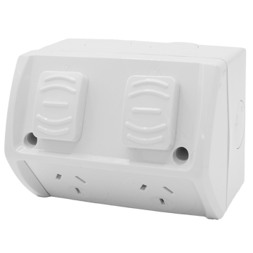 Zephyr Outdoor Power Point Double 15amp Grey IP53