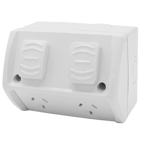 Zephyr Outdoor Power Point Double 15amp Grey IP53