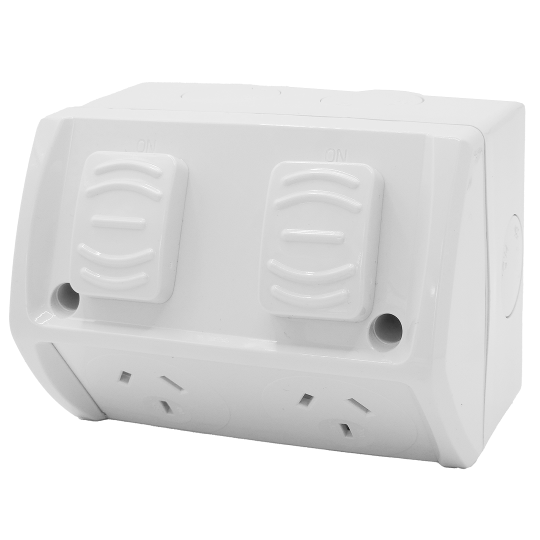 Zephyr Outdoor Power Point Double 10amp Grey IP53 – Zephyr Group