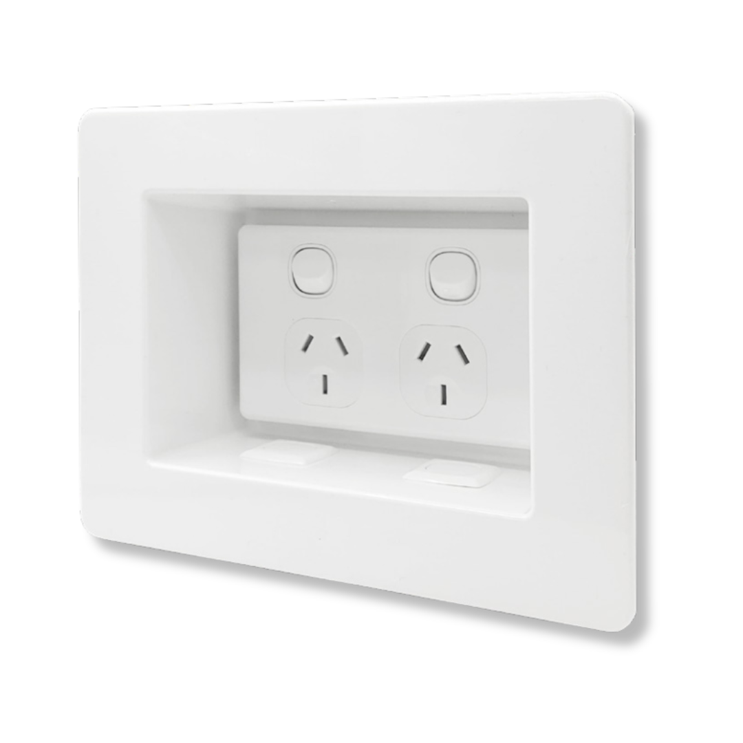 Recessed Wall Box w/ GPO & 2x Keystone Outlets - Double GPO included ...
