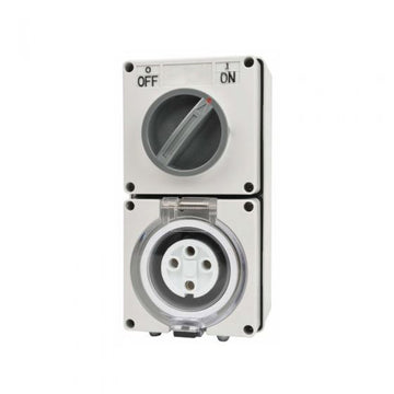 16 Amp Switched Socket 4 x Round Pins IP66