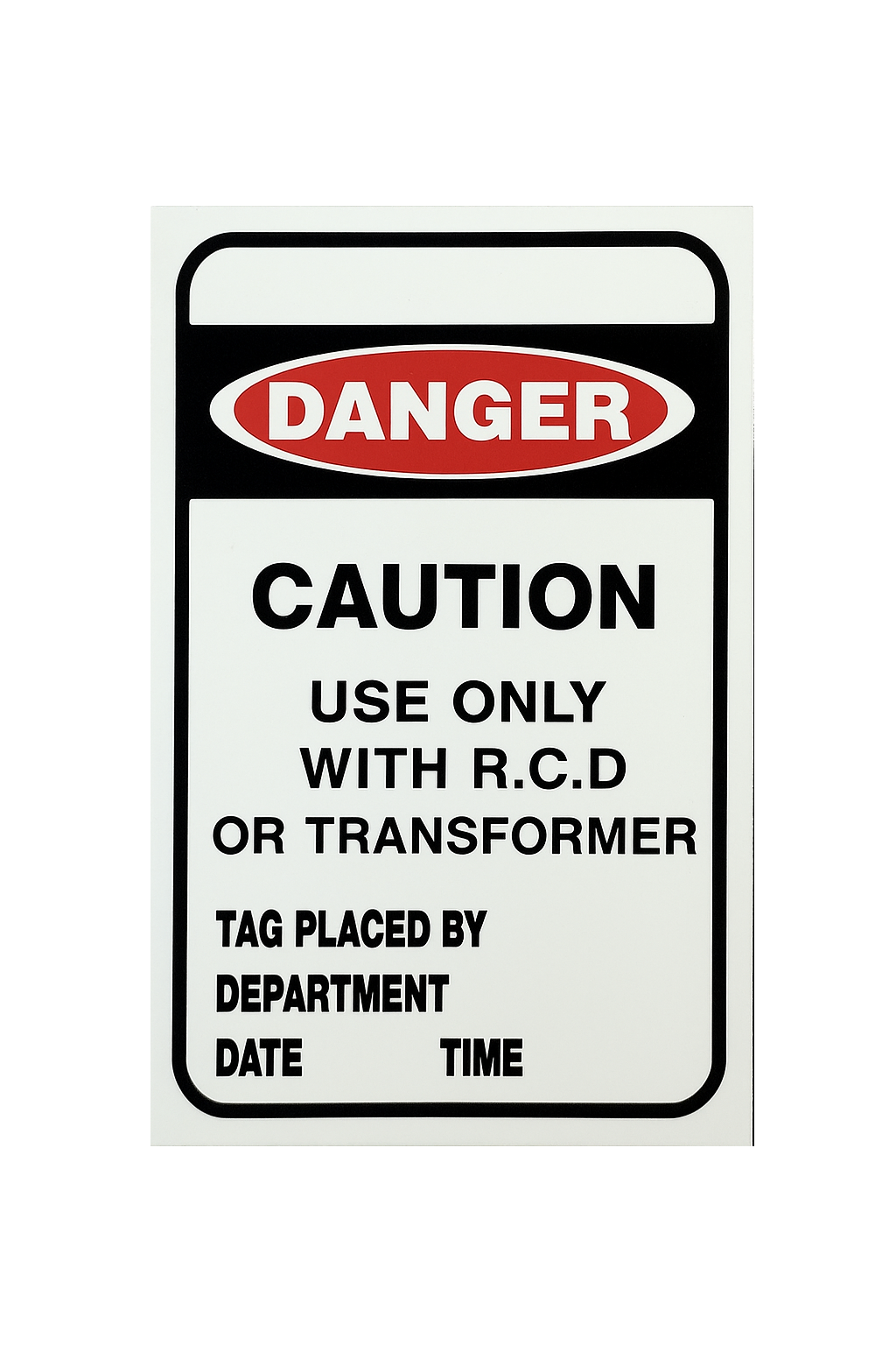 Caution - Use only with RCD or