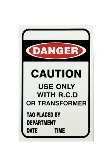 Caution - Use only with RCD or