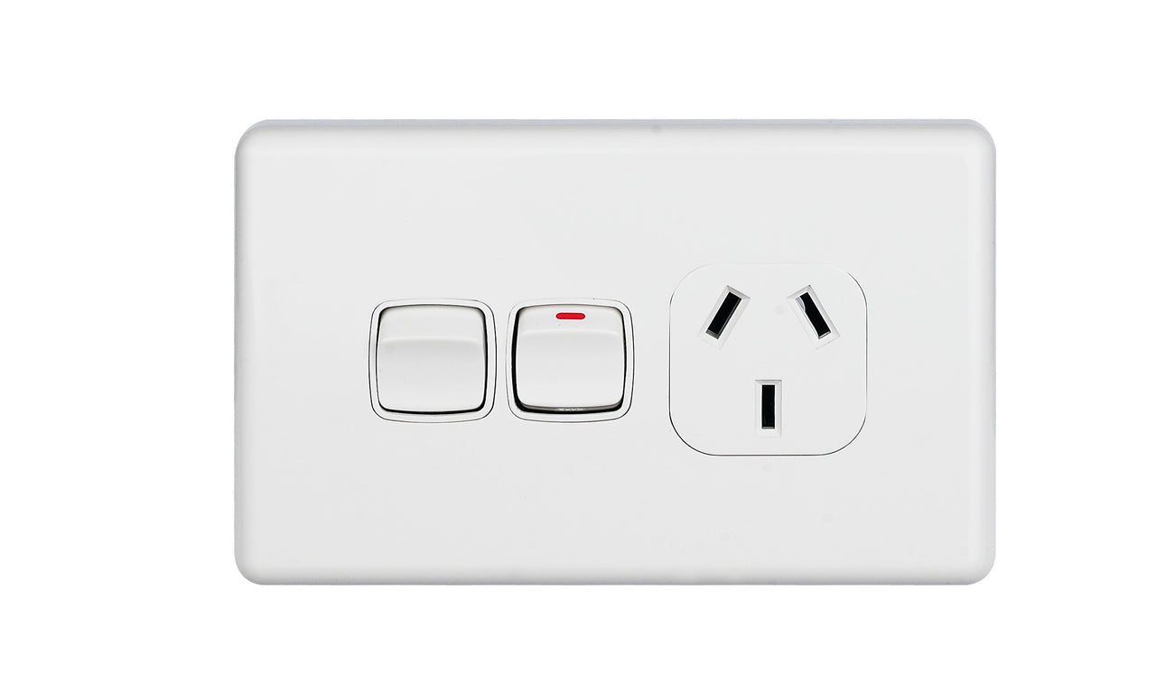 10 Amp Single Horizontal Power Point with Switch