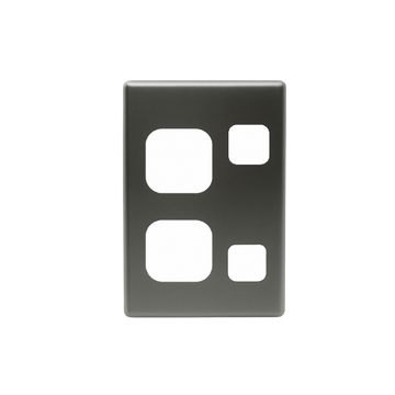Double Vertical Power Point Silver Cover Plate