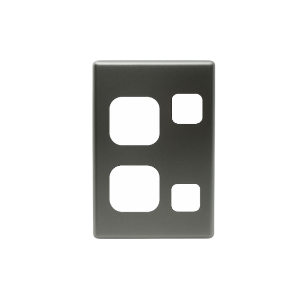 Double Vertical Power Point Silver Cover Plate