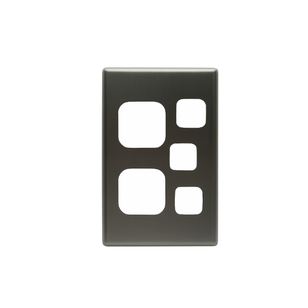 Double Vertical Power Point Extra Switch Silver Cover Plate