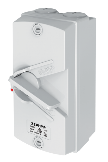 Zephyr Isolator Switch Grey - 20A 1P 250V