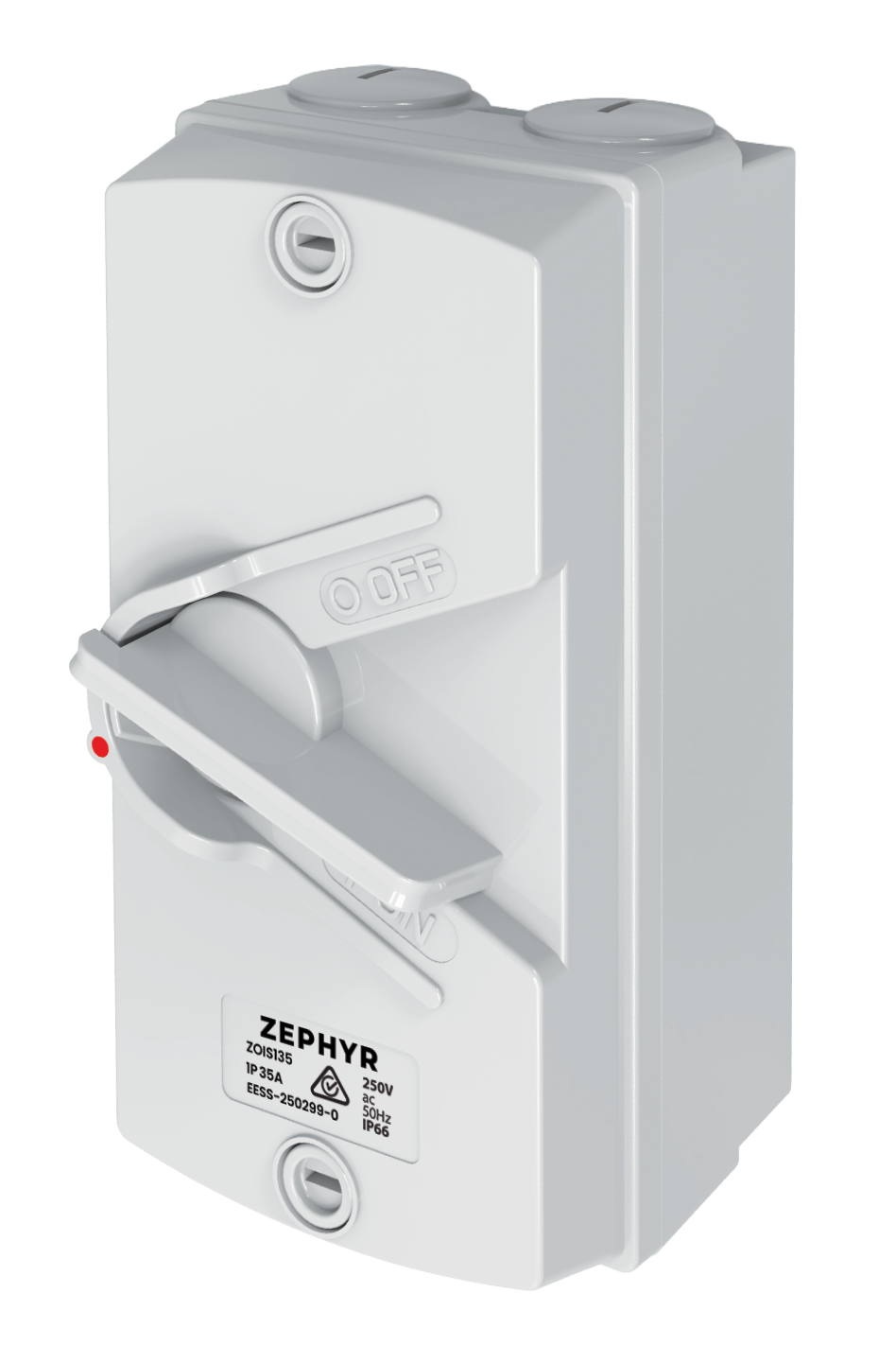 Zephyr Isolator Switch Grey - 35A 1P 250V