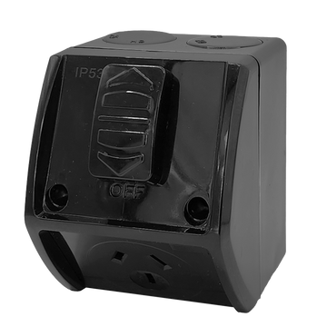 Zephyr Outdoor Power Point Single 15amp Black IP53