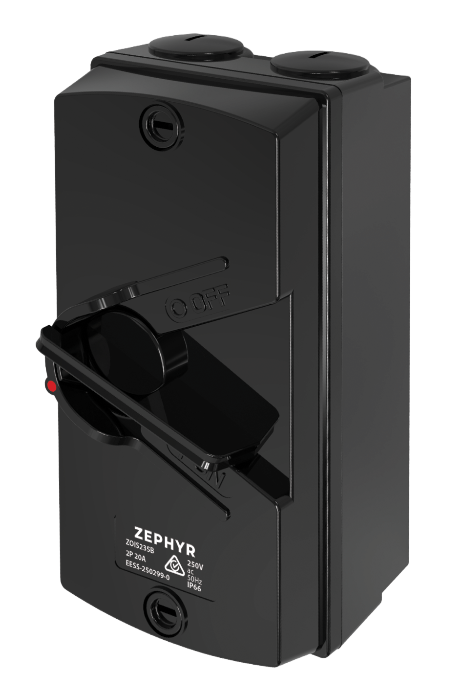 Zephyr Isolator Switch Black - 35A 2P 250V