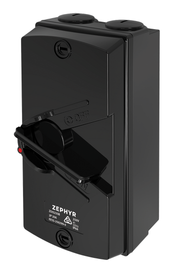 Zephyr Isolator Switch Black - 35A 2P 250V