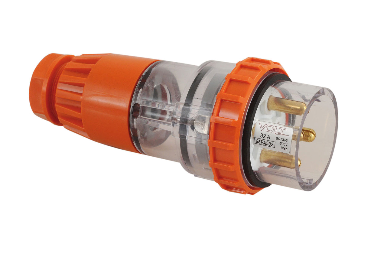 32 Amp Straight Plug 5 x Round Pins IP66