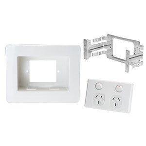 Recessed Wall Box w/ GPO & 2x Keystone Outlets - Double GPO included