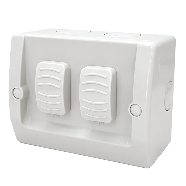 Switch - Double Grey 10amp Waterproof IP53