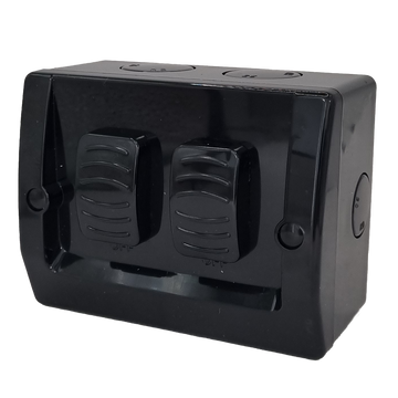 Switch - Double Black 16amp Waterproof IP66