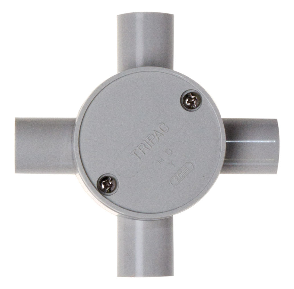 Conduit Box 20mm 4 Way Grey