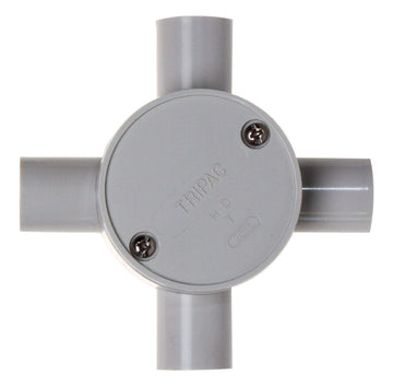 Conduit Box 20mm 4 Way Grey