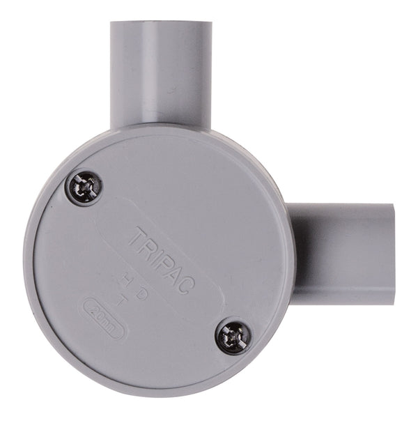Conduit Box 20mm Right Angled 2 Way Grey