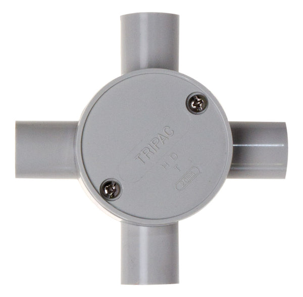 Conduit Box 25mm 4 Way Grey